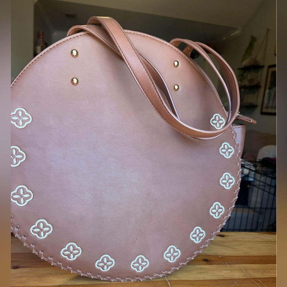 Brown circular purse